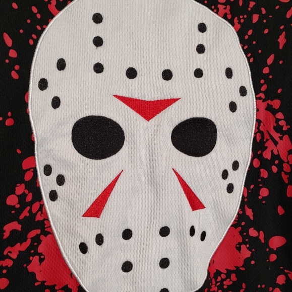 Friday The 13th Jason Voorhees Hockey Mask Graphic Long Sleeve Jersey - Picture 5 of 9